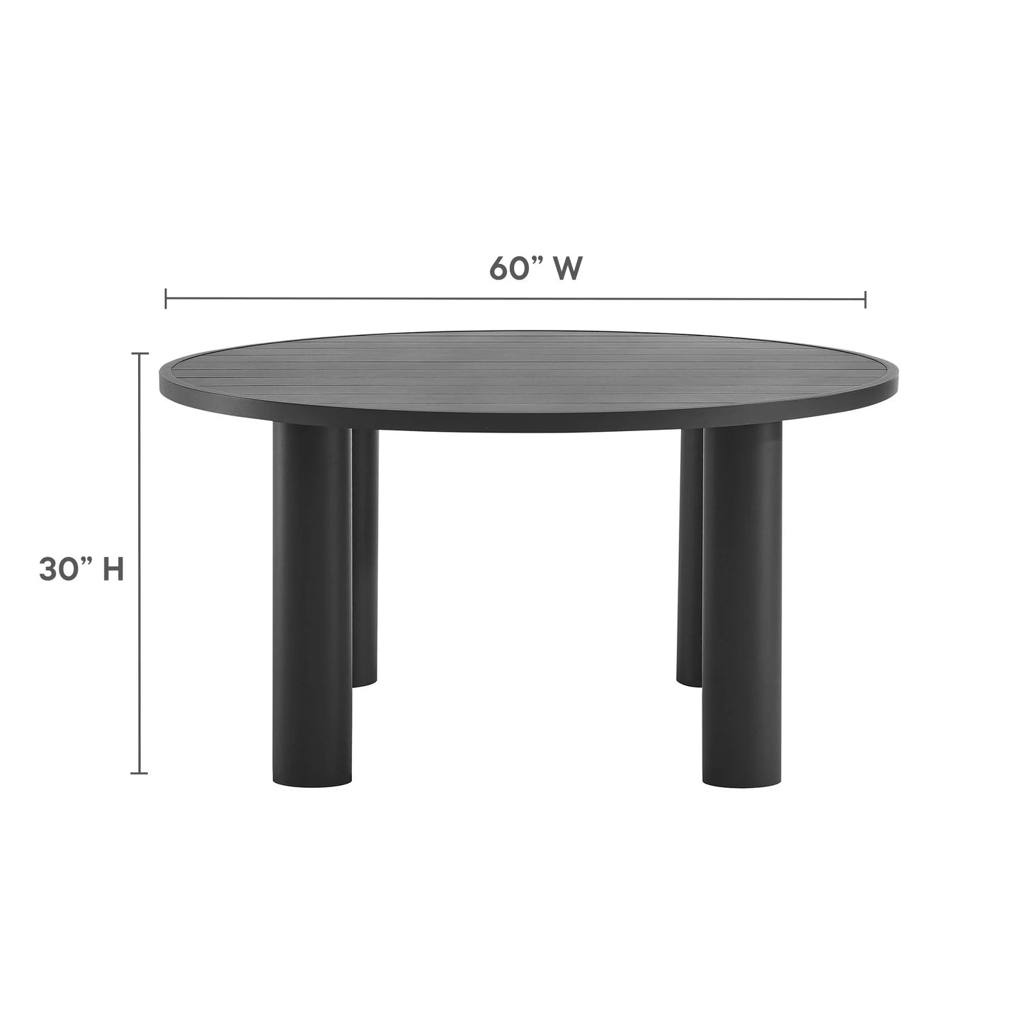 Modway Nautica Outdoor Patio 60" Round Aluminum Dining Table