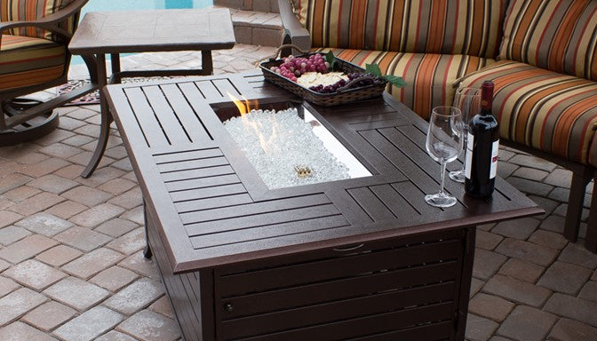 AZ Patio  Rectangular Slatted  Aluminum Fire Pit FS-1010-T-12