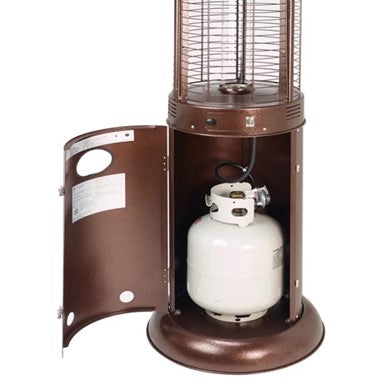 AZ Patio Round Commercial Glass Cylinder Patio Heater in Hammered Bronze with Clear Tube HLDS01-GCH-BRZ