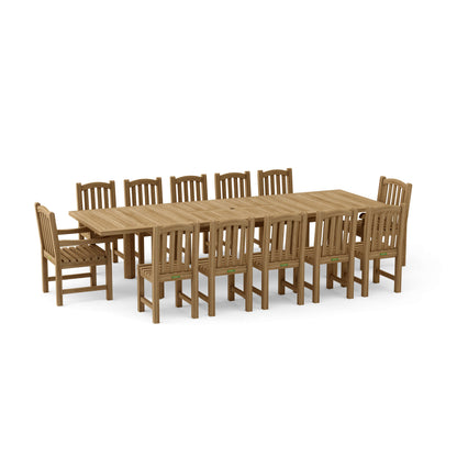 Anderson Teak 13-PC Chelsea Rectangular Double Extension Dining Table Set