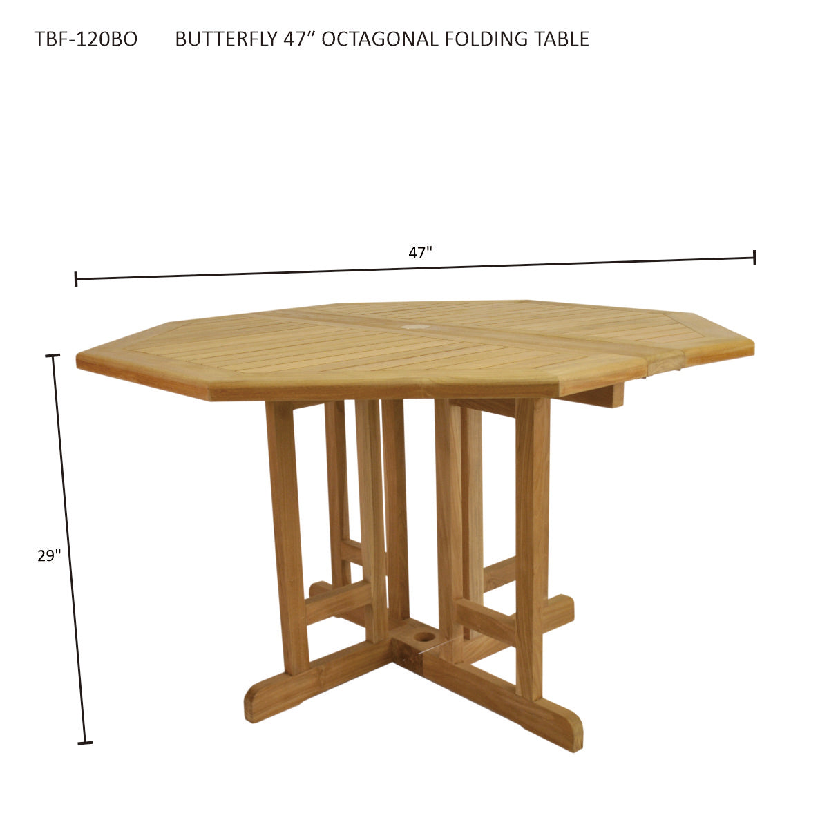 Anderson Teak Butterfly 47″ Octagonal Folding Table